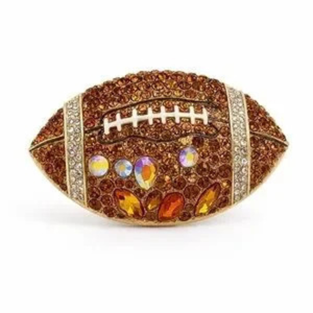 Rhinestone Football Brooch